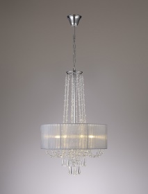 Freida Polished Chrome-Grey Crystal Ceiling Lights Diyas Shaded Crystal Fittings